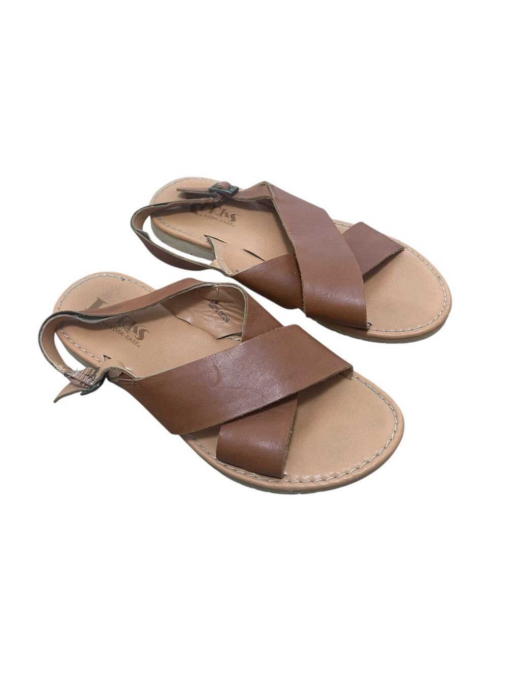 Korks by Korkease Brown Leather Criss Cross Sandals Sz 7